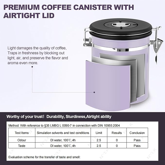 ShanSon Coffee Canister Airtight Coffee Container Stainless Steel Coffee Bean Storage Container with Scoop Coffee Canister for Beans Grounds Sugar Flour Tea Cereal,11OZ, Purple