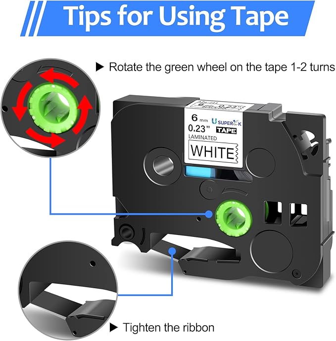 10 Pack Compatible for Brother P-Touch Label Maker Tape TZ-211 TZe-211 TZe211 TZ211 Black on White 6mm TZe TZ Tape 0.23'' 1/4 inch Laminated Label for PT-D210 H110 H100 D400 D600 D200 P700