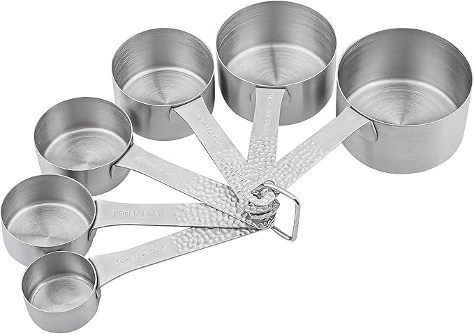 Hotsyang Measuring Cups Set, 18/8 Stainless Steel Measuring Cups Set for Kitchen & Baking, Dry & Liquid 6 Measuring Cups with 1 Rings, Nesting Metric & US Measuring Cup Set