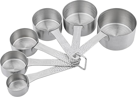 Hotsyang Measuring Cups Set, 18/8 Stainless Steel Measuring Cups Set for Kitchen & Baking, Dry & Liquid 6 Measuring Cups with 1 Rings, Nesting Metric & US Measuring Cup Set