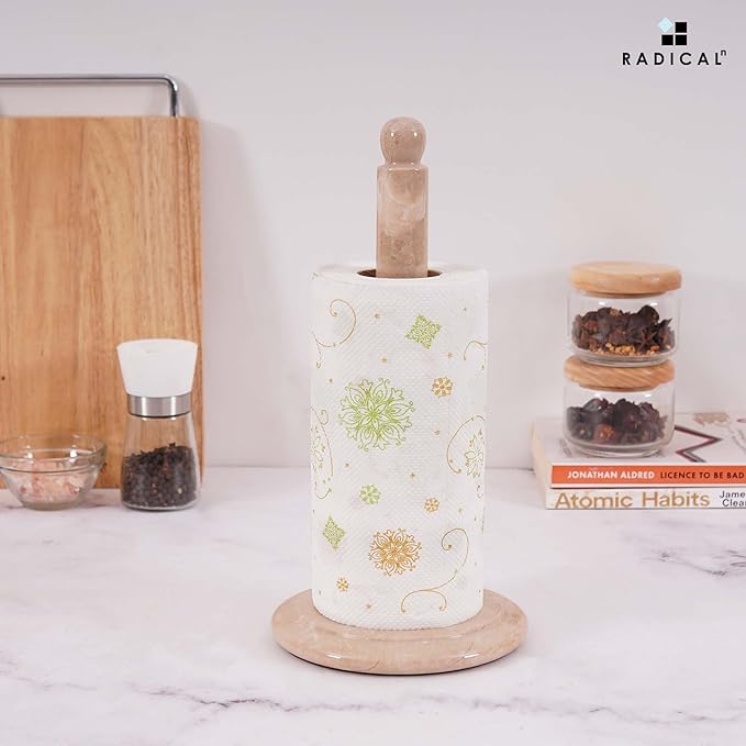 RADICALn Marble Paper Towel Holder Countertop 12.5" Inch Verona Handmade Paper Towels Holders for Kitchen Countertop Organizer, Toilet Paper Stand for Bathroom Counter Accessories