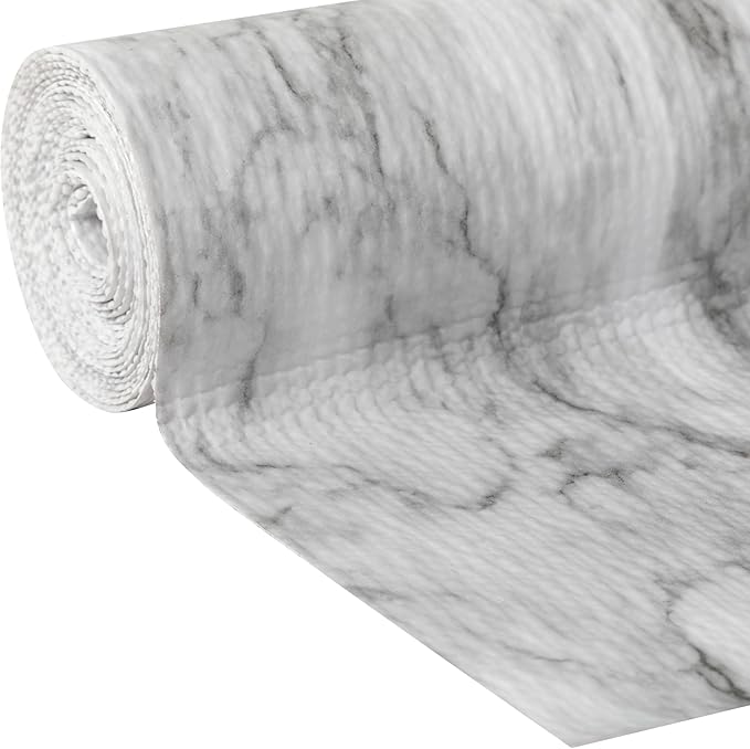 Smooth Top EasyLiner for Cabinets & Drawers - Easy to Install & Cut to Fit - Shelf Paper & Drawer Liner Non Adhesive - Non Slip Shelf Liner - 12 Inch Width - 60 Total Feet - Gray Marble