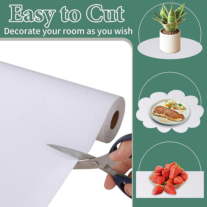 Drawer and Shelf Liner for Kitchen Cabinet: 23 in X 30 Ft Non Slip Waterproof Shelf Paper Non Adhesive Refrigerator Liners White Easy Liners for Bathroom Cupboard with Knife Tape Measure