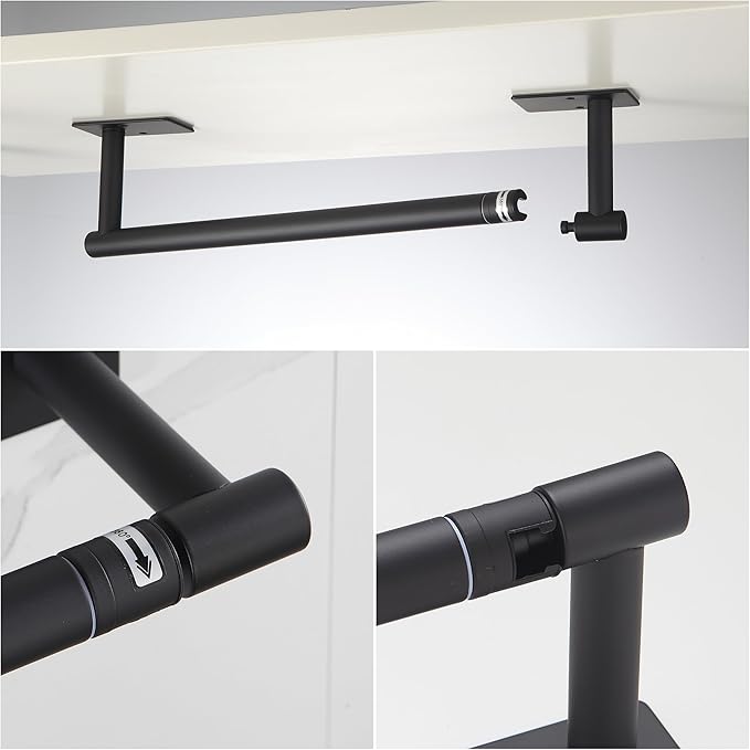 BVL Paper Towel Holder Under Cabinet for Kitchen Matte Black Adhesive
