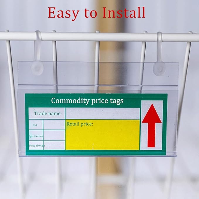 200 Pieces Wire Shelf Label Holders,4" x 2.3" Clear Price Tag Holder for Wire Plastic Shelving with Double Snap Lock Closure,Reusable Basket Label Holders for Retail Market and Home