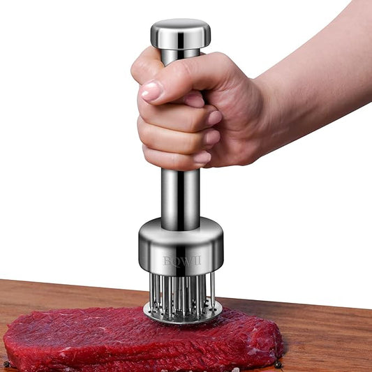 BQWII Stainless Steel Meat Tenderizer Tool with 21 Sharp Needles - A Meat Tenderizer Mallet for Chicken and Beef, Durable Meat Mallet Hammer, Easy-Grip Meat Hammer Tenderizer