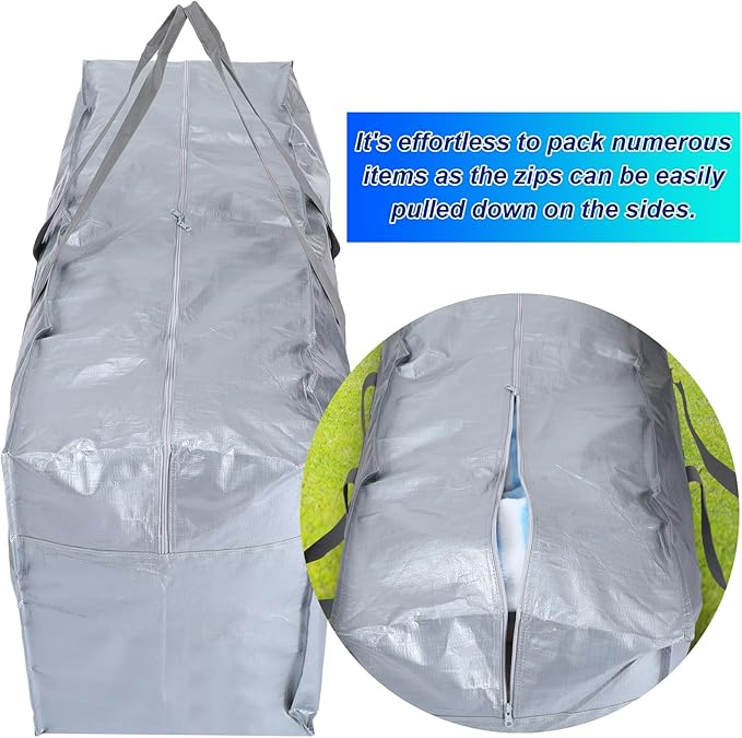 Windyun 4 Pack 57 Gallon Extra Large Moving Bags XXL Heavy Duty Storage Bag with Strong Zipper Handle Jumbo Big Tote Box Foldable for College Dorm Travel Clothes Duffle Blanket Pillow(Silver)