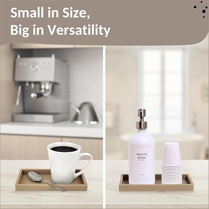 Spacewiser Countertop and Vanity Tray - Small 7.7” Silicone Tray for Soap Dispenser Bottles, Bathroom Trays, Kitchen Sink Trays, Sink Caddy Kitchen Sinks Organizer, Soap Dish & Sponge Holder Mat