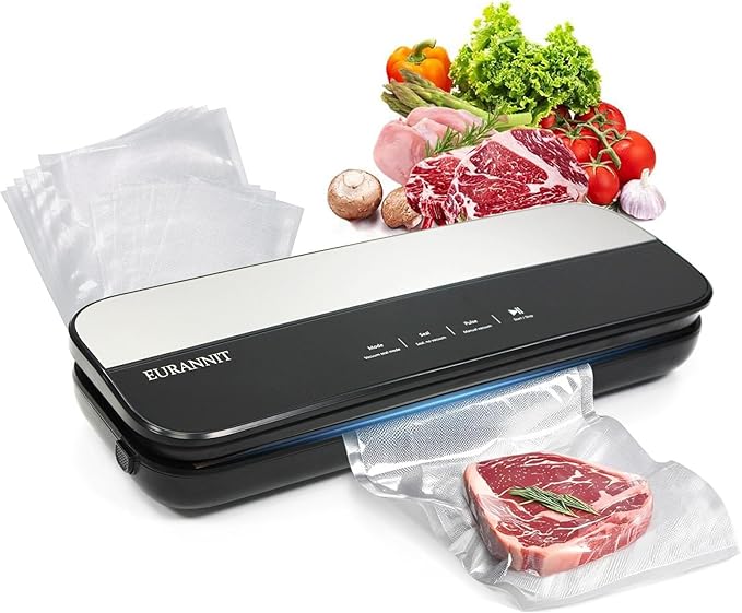 Vacuum Sealer for Food Preservation, 65 Kpa Suction Compact Food Saver Vacuum Sealer Machine, Versatile Sealing Machine with Sliding Cutter, Digital Countdown Timer