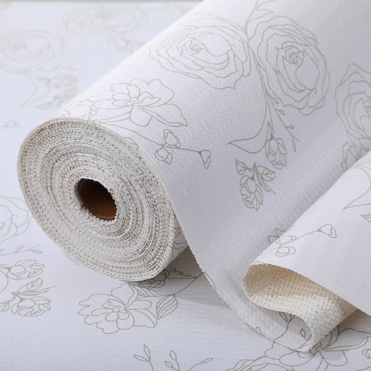 Floral Shelf Drawer Liner for Kitchen Cabinets Non-Adhesive Shelf Liner Paper Non-Slip Strong Grip Drawer Liner Cabinet Liners Thickened Easy to Clean for Tool Box Pantry (12In x 20FT), Gray