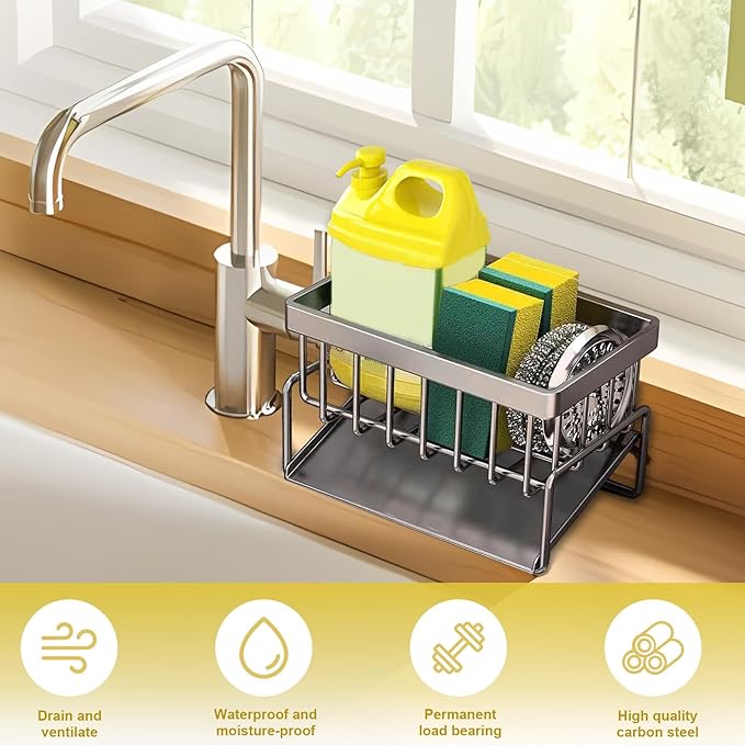 kitchen sink caddy, dish sink sponge holder (Without rod-grey)