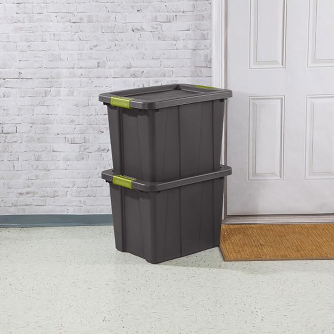 Sterilite 18-Pack Storage Bins with Lids, Heavy Duty Totes, Tuff1, 18 Gallon, Flat Gray