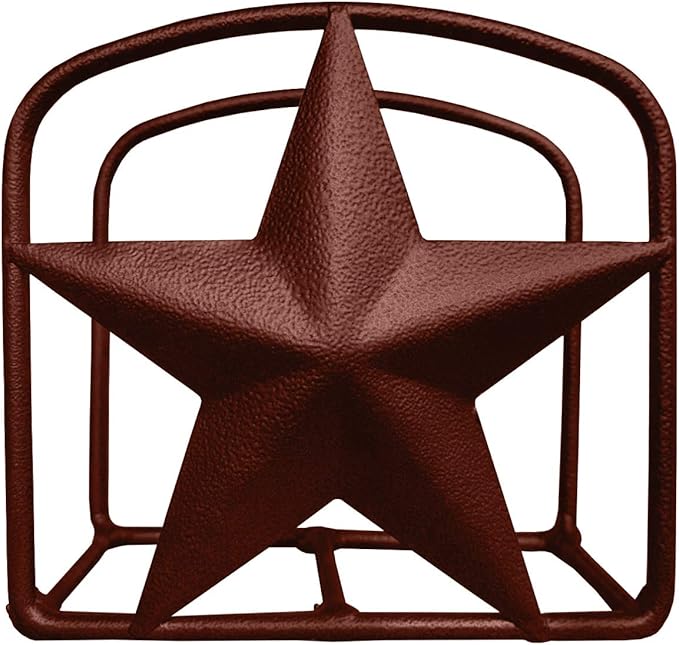 Brown Rustic Texas Star Paper Towel Holder, Napkin Holder, Salt and Pepper Shakers Holder, Country Farmhouse Iron Kitchen Counter Accessory Set Holders (Napkin Holder)