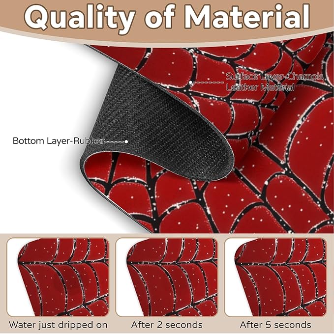 1 PC 15.4*5.7 Inch Absorbent Faucet Mat for Kitchen Sink Splash Guard Fast Drying Kitchen Faucet Mat for Bathroom Kitchen Spider Web