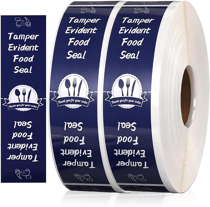 1000 Pieces Tamper Proof Stickers Safety Stickers for Food Delivery 1.5 x 6 Inches Tamper Seal Proof Tape Safe Labels Sealed for Freshness Drink Food Container Pizza Boxes(Blue)