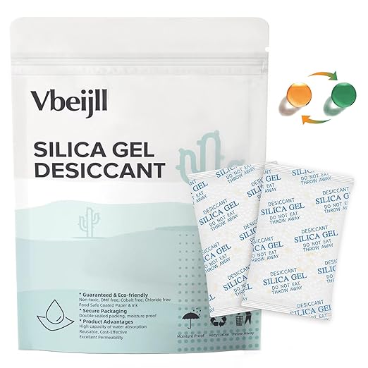 100 Gram (15 Pack) Color-Indicating Silica Gel Packets, Premium Food Grade Desiccant - Rechargeable Moisture Absorbers for Food Storage, Electronics, 3D Filament & Safes