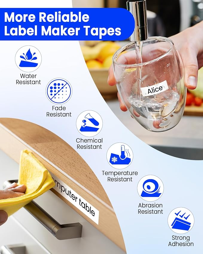 12 mm 0.47 Laminated White Tape, Replacement for Brother P Touch Label Maker Tape TZe-231 1/2" Black on White, TZE231 for PT-D210 D220 H110 D400 D410 D600 D610BT, 12mm x 8m, 10-Pack