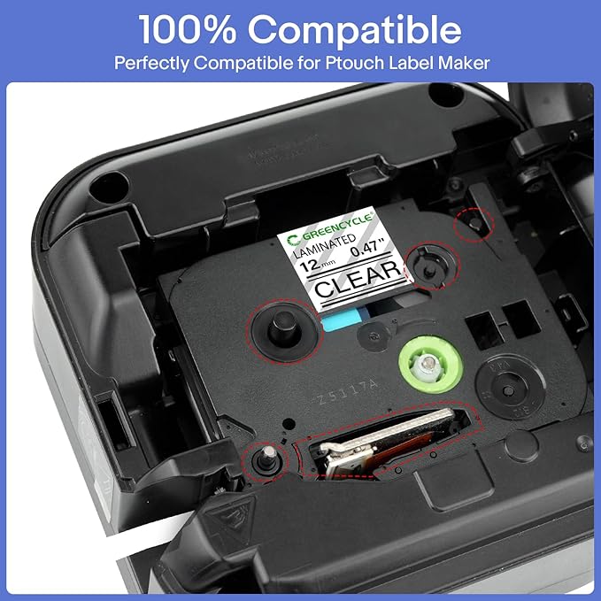 GREENCYCLE Compatible for Brother P-Touch Label Tape TZe-131 TZe-231 TZe-335 12mm 0.47" Laminated TZe TZ 1/2'' Black on Clear/White and White on Black Label Tape for PT-D210 PT-D400 PT-D200, 3 Pack