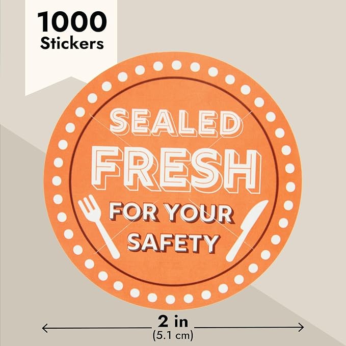 Stockroom Plus Tamper Proof Stickers - Fresh-Seal Food Stickers - Plastic Bakery Container Labels - Tamper-Evident Laminated Labels - 2 in Round, Red, Pack of 1000