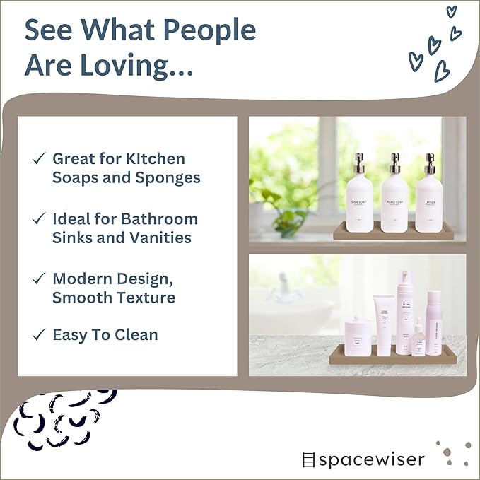 Spacewiser Countertop and Vanity Tray - 11.7" Silicone Bathroom Tray, Flexible Dish Soap Holder for Kitchen, Bathroom Counter Organizer, Shower Toilet Tank Trays Décor Accessories, Sink Makeup Mat Oil