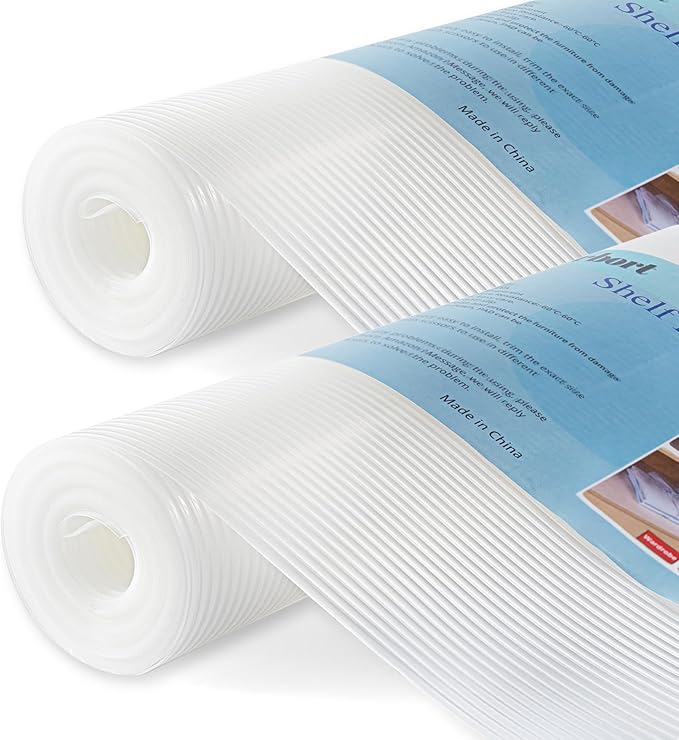 2 Rolls Shelf Liners, 16 Inches x 20 FEET Non-Slip Kitchen Cabinet Liner, Washable Oil-Proof Non-Adhesive Contact Paper for Kitchen Drawer, Cabinet, Shelves, Refrigerator, Storage, Desks, coutertops