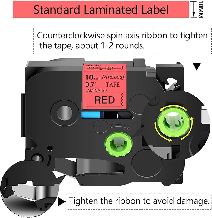NineLeaf 10 Pack Black on Red Label Tape 3/4 inch 0.7'' Compatible for Brother TZ 441 TZ441 TZe 441 TZe441 use for P-Touch PT-D400 PT-D450 PT-D600 PT-P700 PT-P750W Printer