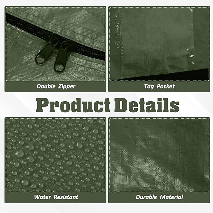 Windyun 4 Pack 168 Gallon Extra Large Moving Bags XXL Heavy Duty Storage Bag with Strong Zipper Handle Jumbo Big Tote Box Foldable for College Dorm Travel Clothes Duffle Blanket Pillow(Army Green)