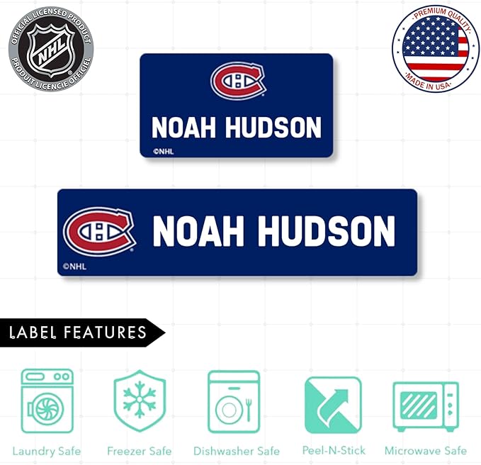 NHL Hockey Labels - Custom Peel and Stick, Waterproof Label - Great for Organization, Sports, School, Day Camp Labels - 155 Pack (Montreal Canadiens)