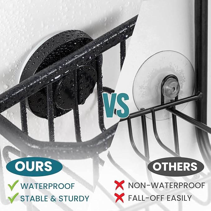 TAILI Sponge Holder with Strong Suction Cup, Dish Sponge Caddy Inside Sink Removable, Rustproof Aluminum for Sponges, Brushes, Stoppers and Scrapers - Black