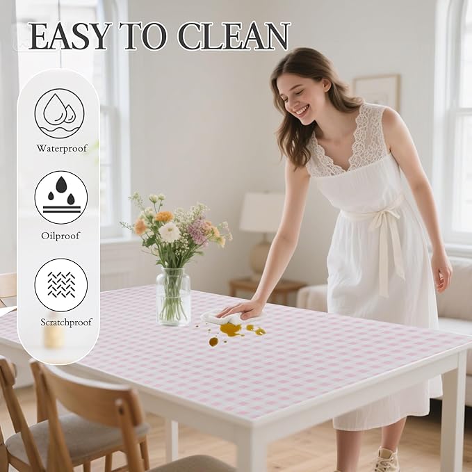 Beautysaid Shelf and Drawer Liner for Kitchen Cabinet, Non Adhesive Non Slip Shelf Paper Waterproof Washable Thickened for Dresser Pantry Shelve Bathroom Protector Liner(Pink Checkered,18 in x 10 FT)