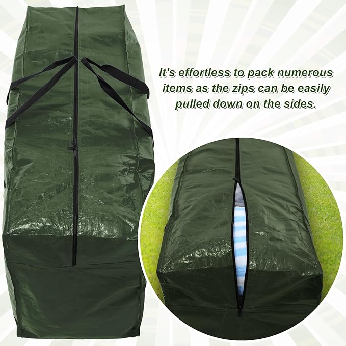 Windyun 4 Pack 98 Gallon Extra Large Moving Bags XXL Heavy Duty Storage Bag with Strong Zipper Handle Jumbo Big Tote Box Foldable for College Dorm Travel Clothes Duffle Blanket Pillow(Army Green)