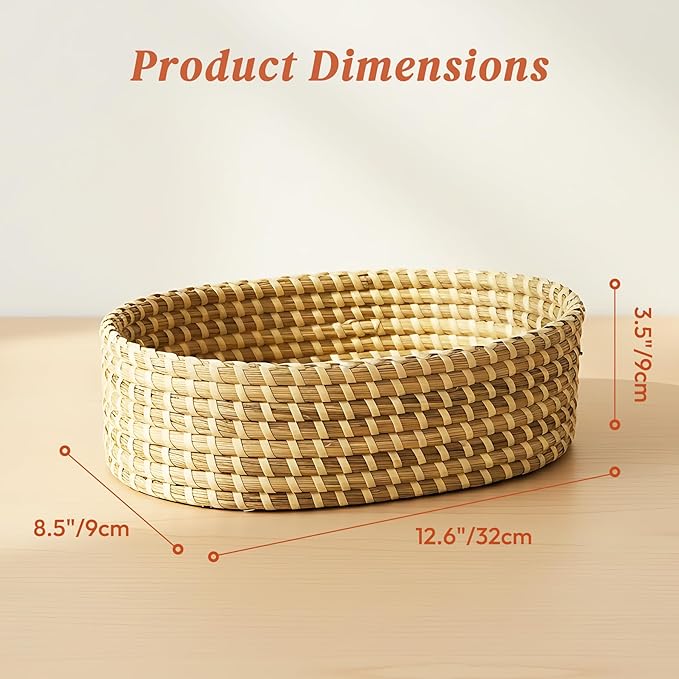 Basket for Serving – Rustic Natural Bread Basket for Sourdough, Rolls, Pastries, Fruits & Snacks – Multi-Purpose Decorative Storage for Kitchen, Dining, or Home Organization– 12.5×8.5×3.5‘’