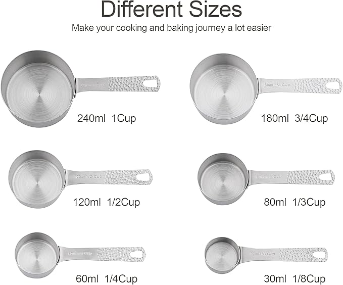 Hotsyang Measuring Cups and Spoons Set 16, 18/8 Stainless Steel Measuring Cups and Spoons Set, Metric & US 6 Measure Cup & 7 Measure Spoon with 1Leveler & 2 Locking Rings for Baking & Kitchen