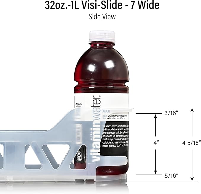 Display Technologies Visi-Slide Drink Organizer - 7-Wide Gravity-Fed Shelf Cabinet and Refrigerator Organizers and Storage for Cans, Bottles and More (Pack of 6)