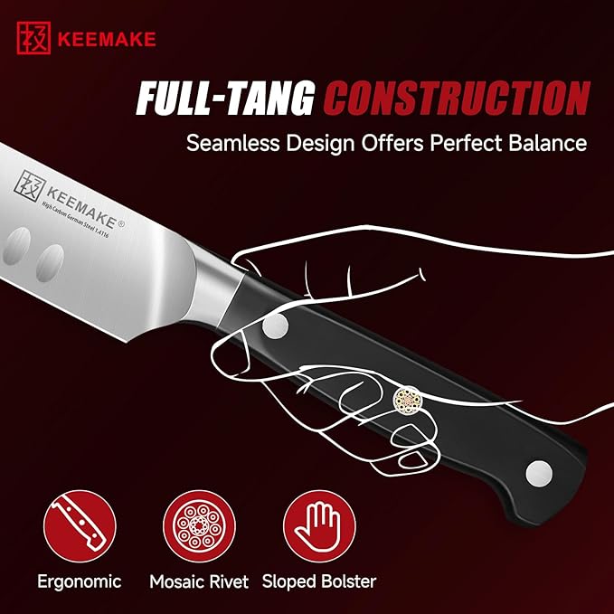 KEEMAKE Carving Knife Set, Slicing and Boning Knife for Meat Cutting, German High Carbon Stainless Steel Carving Knives for Meat Turkey BBQ and Brisket, BBQ Knife Set with Ergonomic Full Tang Handle
