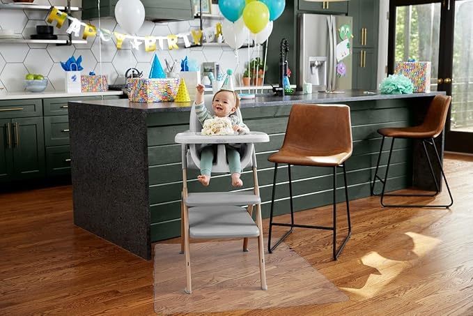 Graco Under High Chair Mat - Waterproof & Washable Plastic Food/Spill Catcher - 50" Eating, Painting & Art Floor Cover, Clear (Pack of 2)