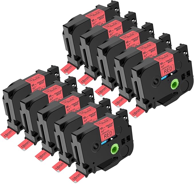 NineLeaf 10 Pack Black on Red Label Tape 3/4 inch 0.7'' Compatible for Brother TZ 441 TZ441 TZe 441 TZe441 use for P-Touch PT-D400 PT-D450 PT-D600 PT-P700 PT-P750W Printer