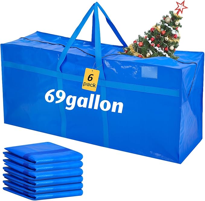 Windyun 4 Pack 69 Gallon Extra Large Moving Bags XXL Heavy Duty Storage Bag with Strong Zipper Handle Jumbo Big Tote Box Foldable for College Dorm Travel Clothes Duffle Blanket Pillow(Blue)
