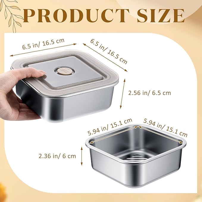 4 Pack 43oz Large Stainless Steel Sandwich Containers with Lids, Leak-proof Reusable Lunch Boxes, Meal Prep Bento Box, Food Storage Containers for Snacks & Fruits, Dishwasher Safe, 1300 ml