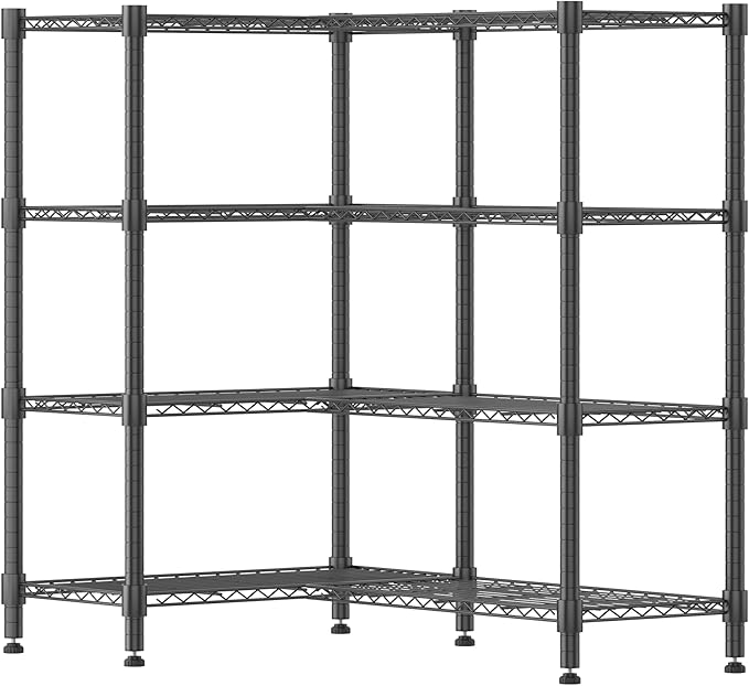 Himimi 4-Tier Heavy Duty Metal Storage Rack, 1200LBS Adjustable Wire Shelving for Storage, Standing Storage Shelf Units for Kitchen Garage Pantry Laundry, 60" W x 14" D x 60" H, Black