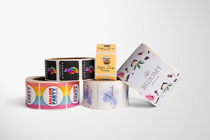 Build Your Own Stickers - Any Design + Logo - Personalize Business - 50+ Roll - Multi Shapes, Sizes, Backgrounds, Text - Gloss/Matte Labels (1.5 inch Square)