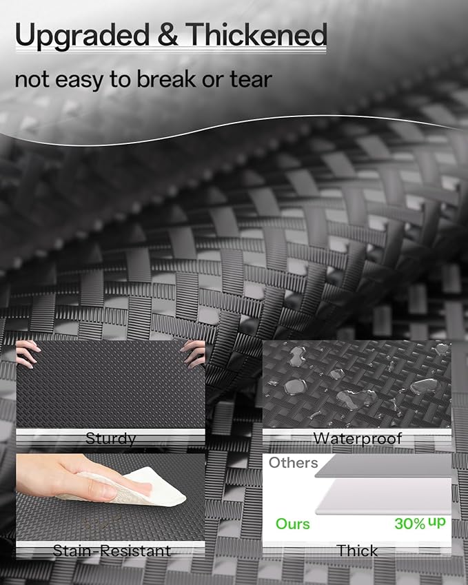 Shelf and Drawer Liner for Kitchen Cabinet, Non-Adhesive 12in x 120in Waterproof Contact Paper Refrigerator Liners Thickened Durable EVA Material Non Slip Mat for Dresser Cupboard Pantry Protector