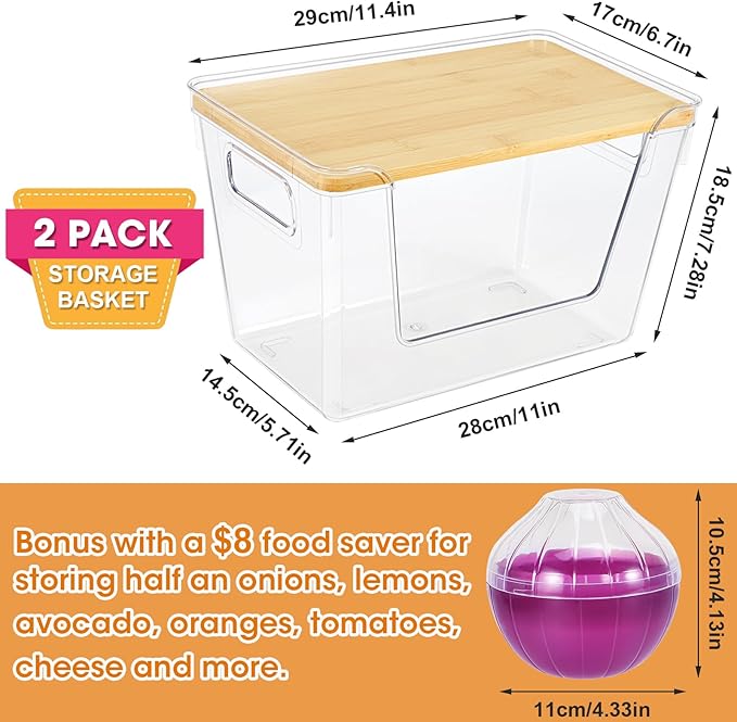 2 Set Kitchen Pantry Organizers and Storage Bins with A Fridge Onion Saver for Onion, Potato, Fruit, Produce, Vegetable Storage, Stackable Trash Bag Holder