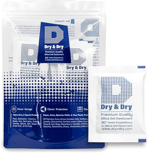 Dry & Dry 10 Gram [10 Packets] Silica Gel Packets Silica Gel Desiccants, Silica Gel Packs - Rechargeable (Food Safe) Silica Gel Packets, Silica Packets