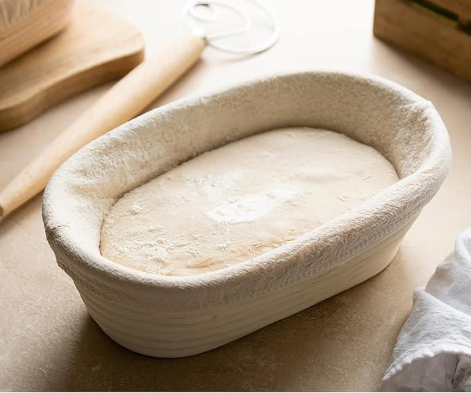 Banneton Bread Proofing Basket - 9"Round & 10"Oval Basket with Liner, Dough Scraper&Whisk, Silicone Brush, Lame - Perfect for Sourdough Bread Baking, Artisan Sourdough Bread (9"Round+10"Oval & Tools)