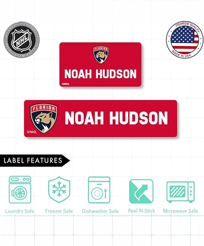 NHL Hockey Labels - Custom Peel and Stick, Waterproof - Great for Organization, Sports, School, Day Camp Labels - 155 Pack (Florida Panthers)