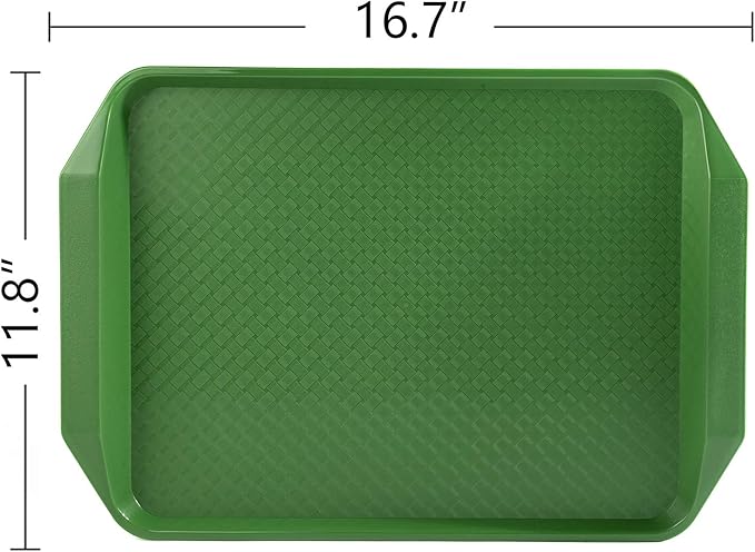 Aebeky Plastic Fast Food Tray,16.7 by 11.8-Inch,Set of 12 (Green)