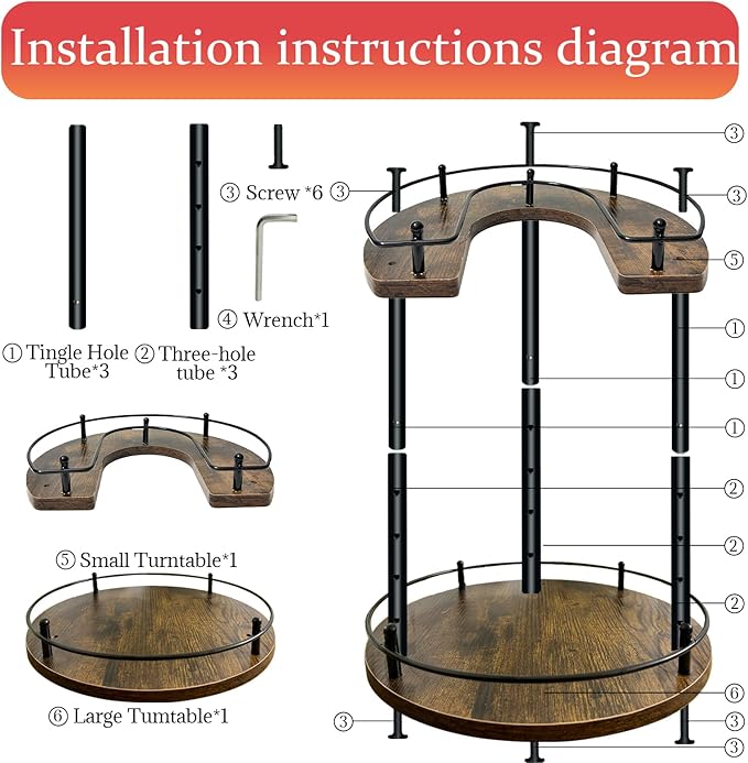 LIAISIMI 2 Tier Lazy Susan Organizer,2-Tier Spinning Spice Rack with Stable Carousel Base & 4 Height Settings for Cupboard Kitchen Countertop Dining Table Cupboard (Round)