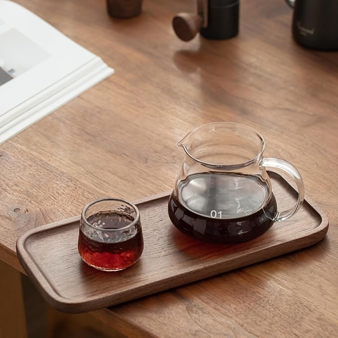Vandroop Wood Serving Tray, Small Trays for Storage, Rectangle Wooden Plates for Serving Food, Tea and Coffee, Decorative Vanity Tray for Bathroom, Tray for Kitchen Counter(Set of 2, Walnut)