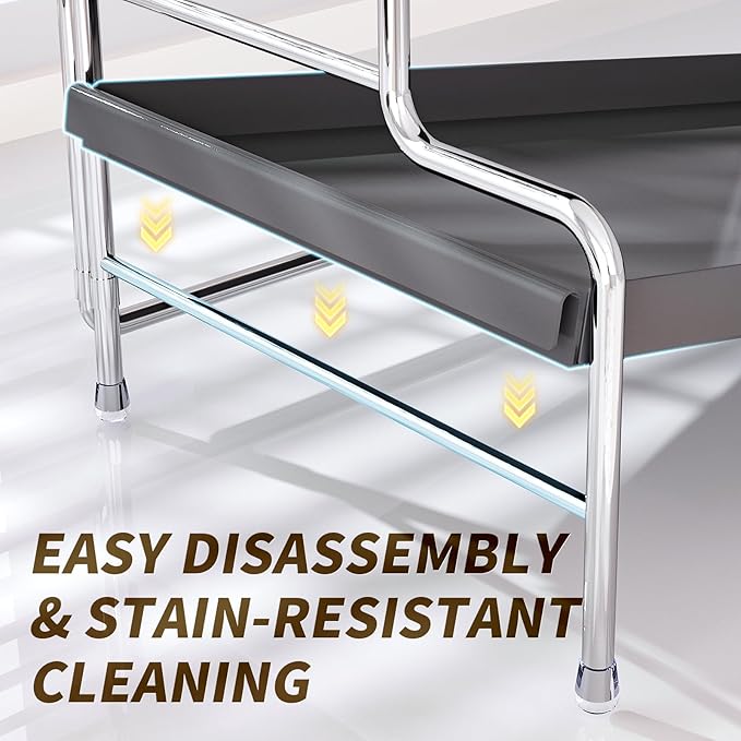 SanDream Foldable 2-Tier Bathroom Organizer Countertop & Vanity Shelf, Durable All-Iron Sink Organizer with Elegant Gray Finish, Space-Saving for Makeup, Skincare, Kitchen Storage